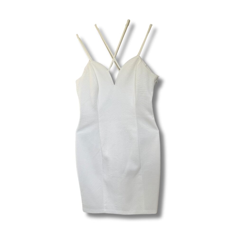 Guess White Textured Chevron Sleeveless Sheath Dress Size 6
